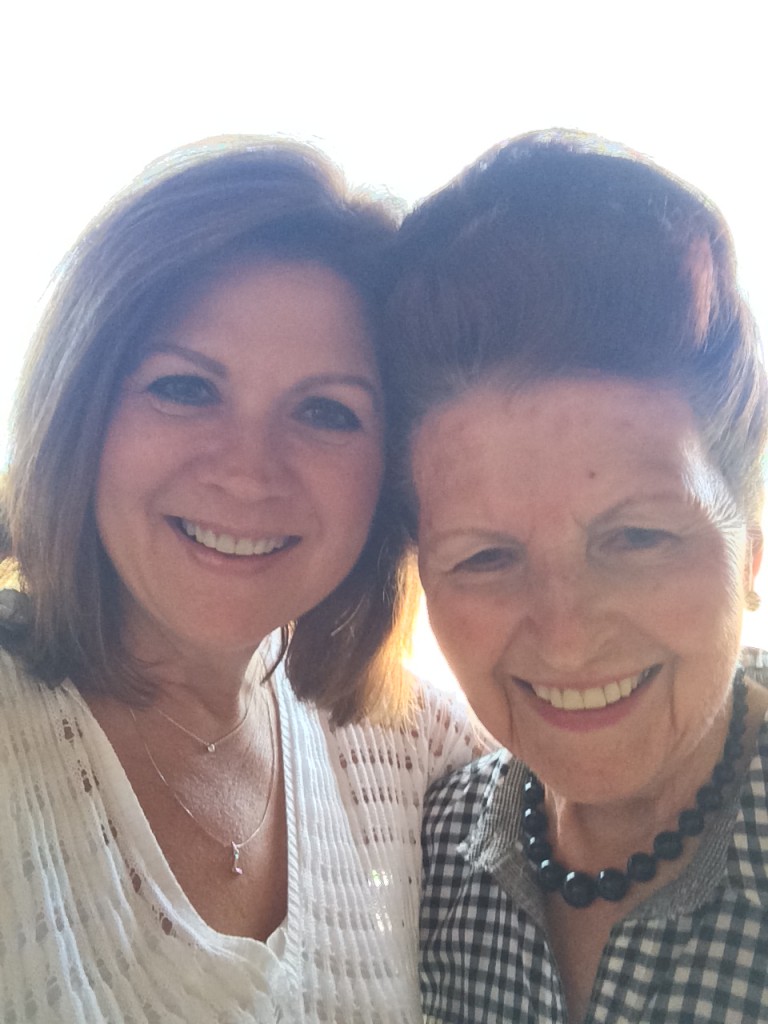 Me with my beautiful mama in Eureka, July 2014.  The modified beehive and my mom, looking great! 